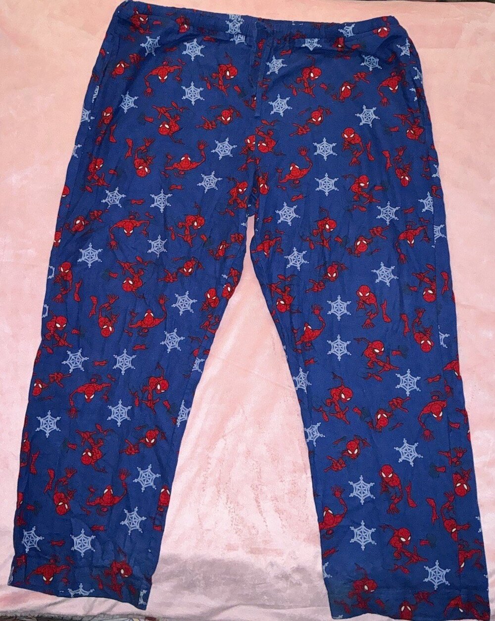 Marvel Spider-Man Pajama Pants Mens 2XL Royal Blue Drawstring Pockets Spiderman